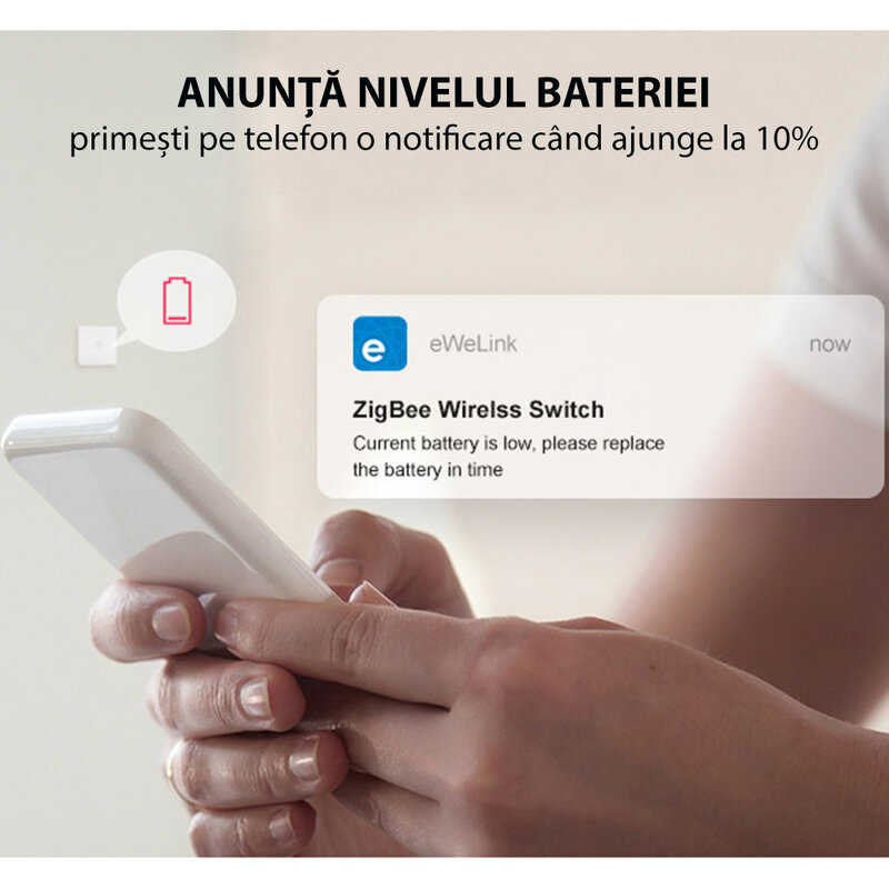 Intrerupator smart wireless Sonoff SNZB-01 ZigBee, alb 