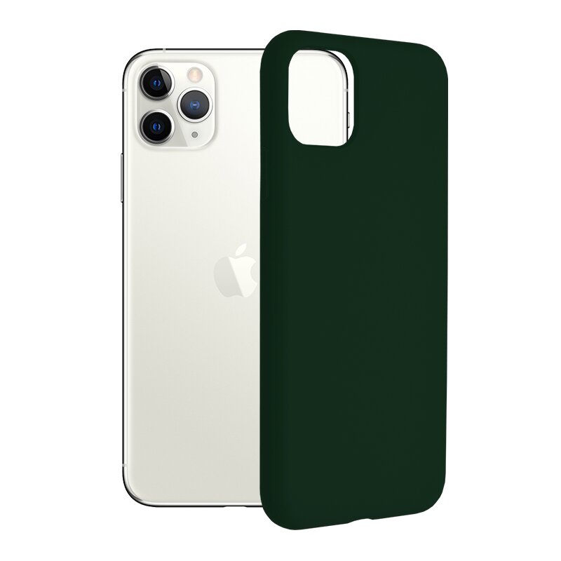 Husa iPhone 11 Pro Max Techsuit Soft Edge Silicone, verde inchis