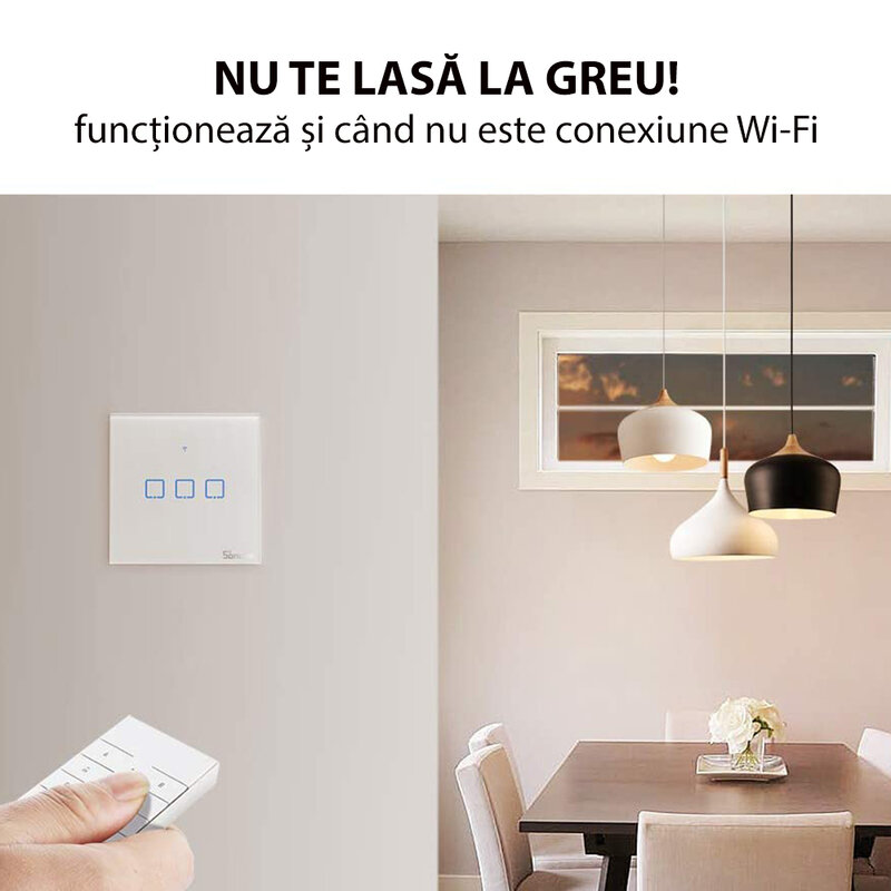 Telecomanda smart Wi-Fi Sonoff RM433, 8 canale, RF 433MHz, alb