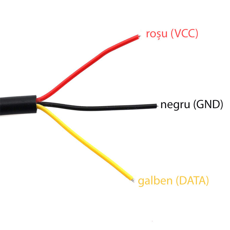 Senzor de temperatura Wi-Fi, Sonoff DS18B20, waterproof, 1m, negru