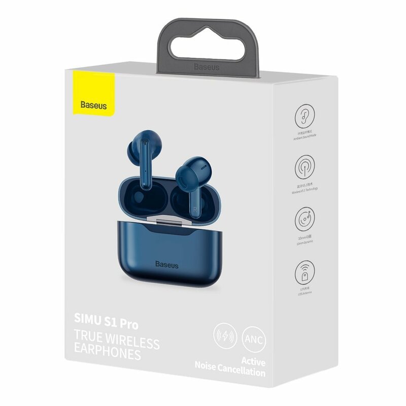 Casti wireless in-ear Baseus, TWS earbuds, noise cancellation, albastru, NGS1P-03