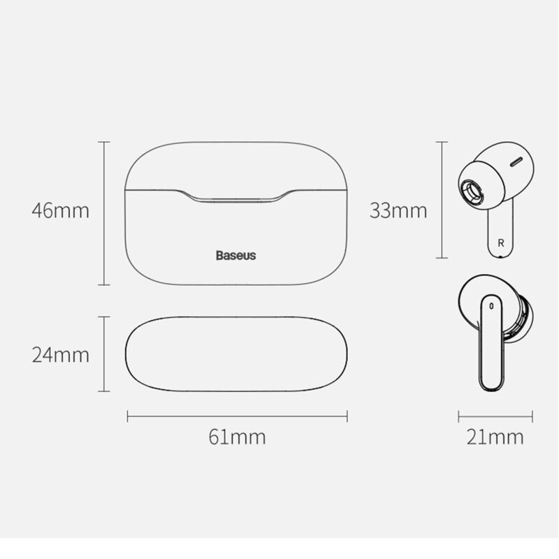 Casti wireless in-ear Baseus, TWS earbuds, noise cancellation, gri, NGS1P-0A