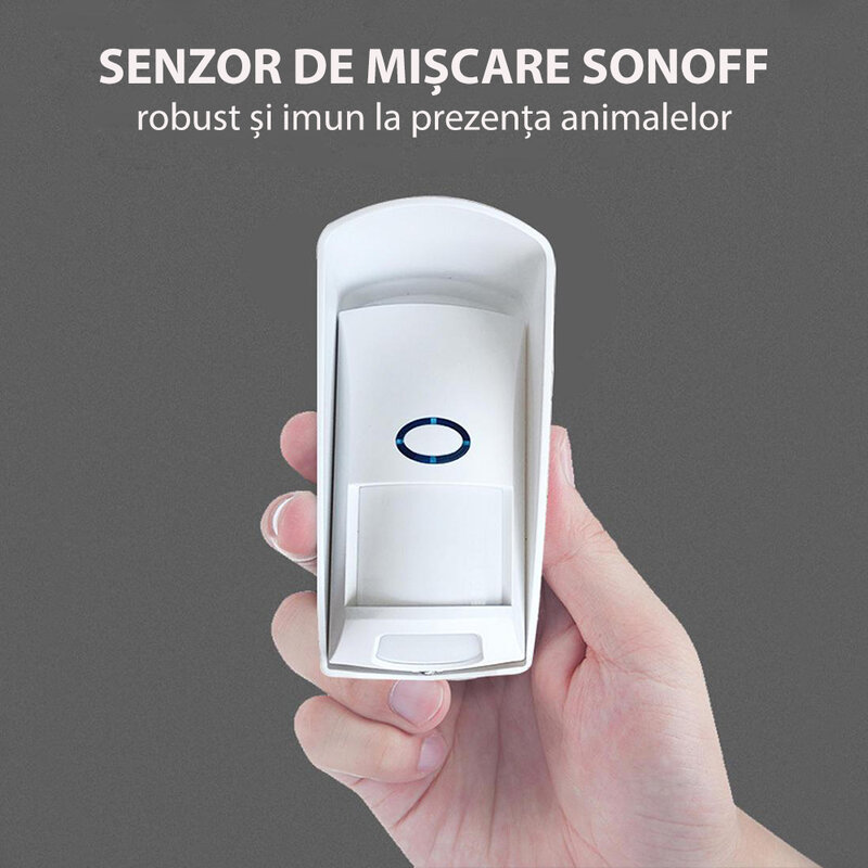 Senzor de miscare wireless Sonoff PIR2, Wi-Fi, 12m, 110 grade, alb