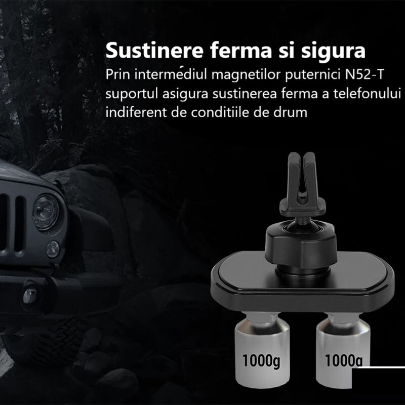 Suport telefon auto Pitaka MagEZ iPhone 12, prindere grila ventilatie, negru