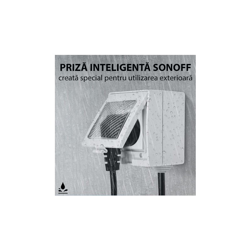Priza inteligenta smart Wi-Fi Sonoff S55, wireless, waterproof, 16A, alb