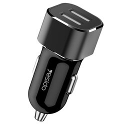 Incarcator auto Yesido Y27, 2x USB-A, lumini LED, 2.4A, negru