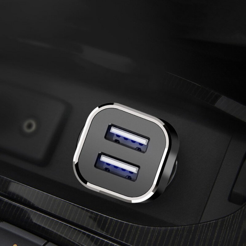 Incarcator auto Yesido Y27, 2x USB-A, lumini LED, 2.4A, negru