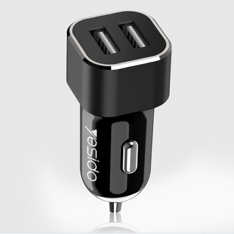 Incarcator auto Yesido Y27, 2x USB-A, lumini LED, 2.4A, negru