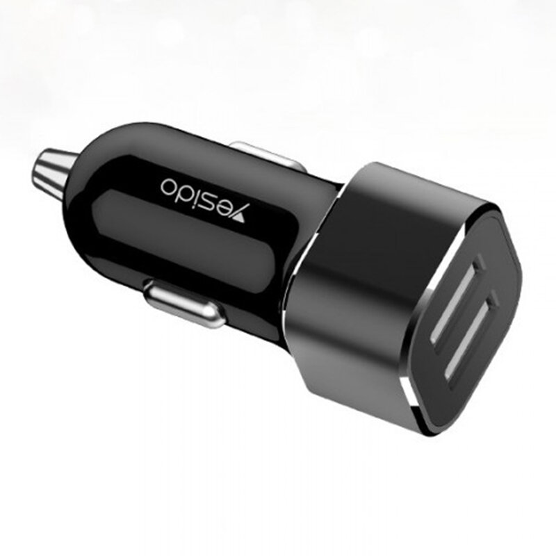 Incarcator auto Yesido Y27, 2x USB-A, lumini LED, 2.4A, negru