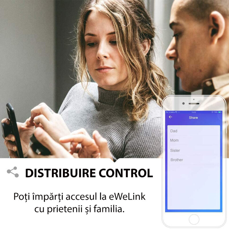Releu wireless Sonoff Dual R2, Wi-Fi IoT, 2 canale, 10A, alb