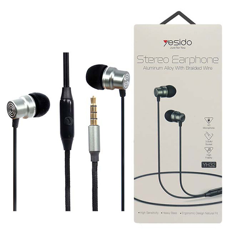 Casti cu fir in-ear Yesido YH32, stereo, microfon, Jack 3.5mm, 1.2m, negru