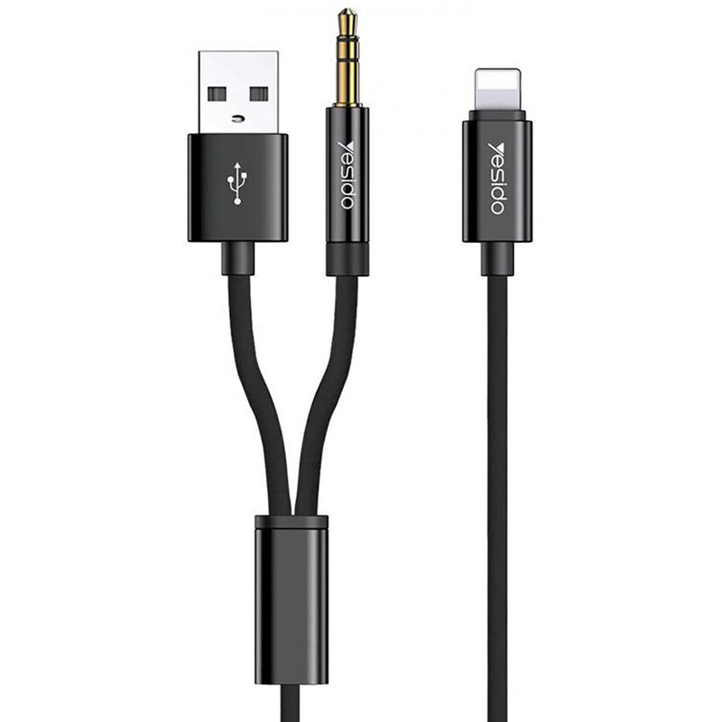Adaptor audio iPhone, USB + Jack la Lightning Yesido YAU18, negru