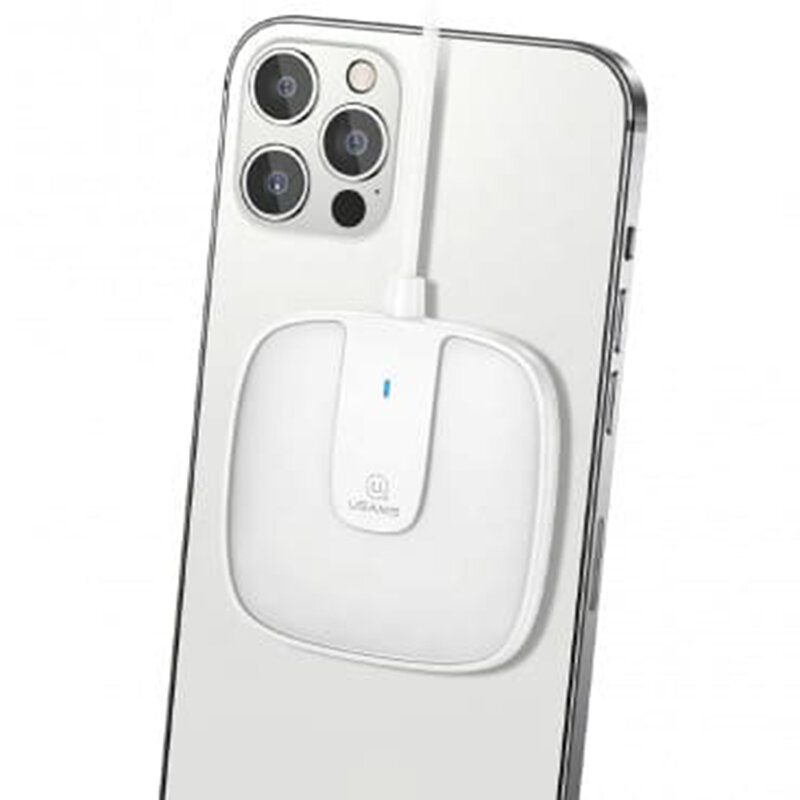 Incarcator wireless Samsung, iPhone 12 USAMS, 15W, alb, US-CD153