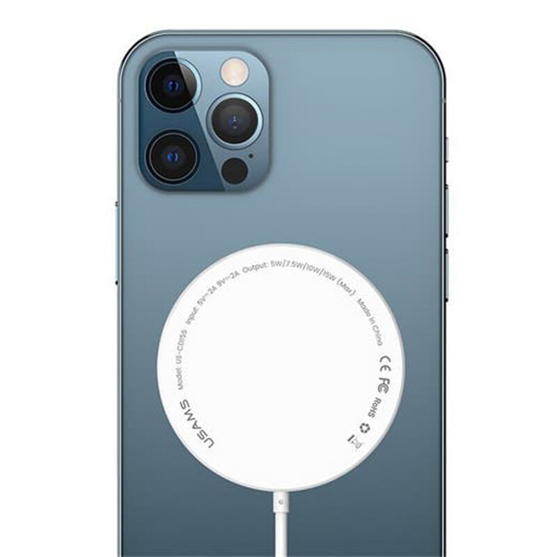Incarcator iPhone 12 wireless MagSafe Usams, 15W, alb, US-CD155