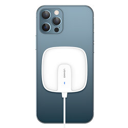 Incarcator wireless iPhone 12 MagSafe USAMS W1, 15W, alb, US-CD159