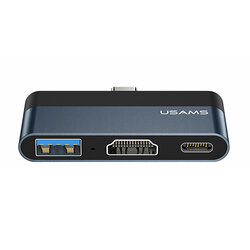 Hub Type-C OTG USAMS la USB, Type-C, HDMI, 60W, gri, US-SJ492