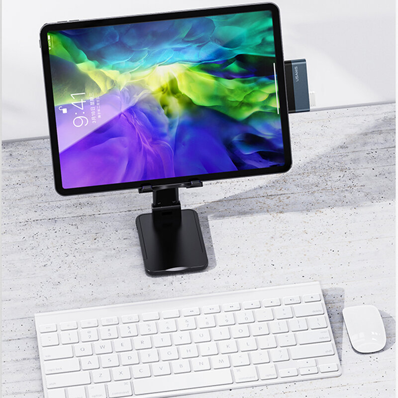 Hub Type-C OTG Usams la 2x USB, Type-C, 60W, gri, US-SJ490