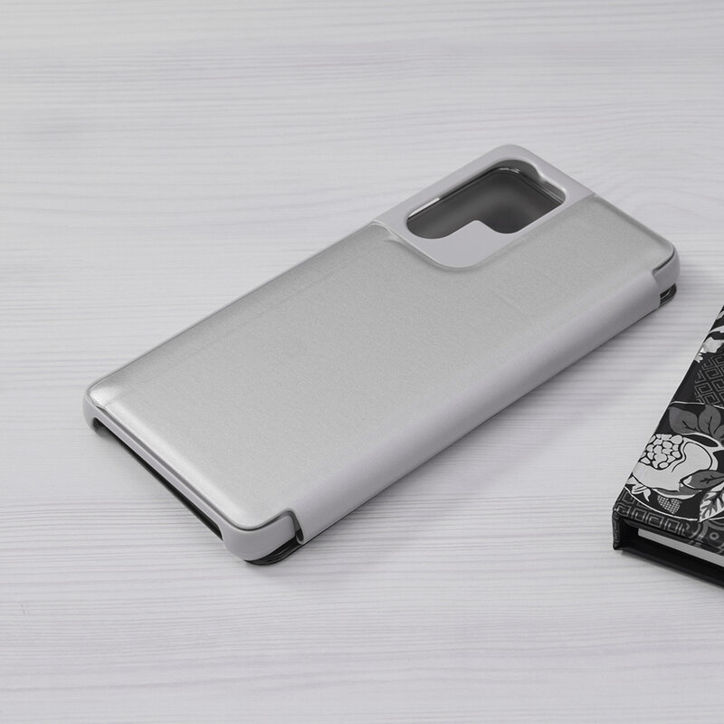 Husa Samsung Galaxy S21 Ultra 5G Flip Standing Cover - Argintiu