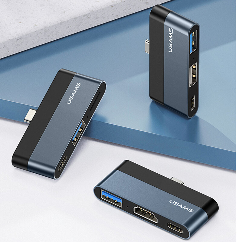 Mini hub USB-C OTG la USB, Type-C, TF Usams 60W, US-SJ491