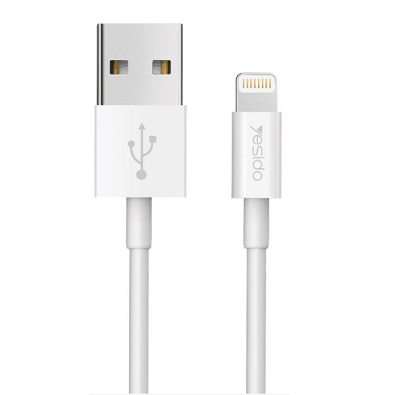 Cablu de date USB la Lightning Yesido CA22, 2.4A, 1.2m, alb