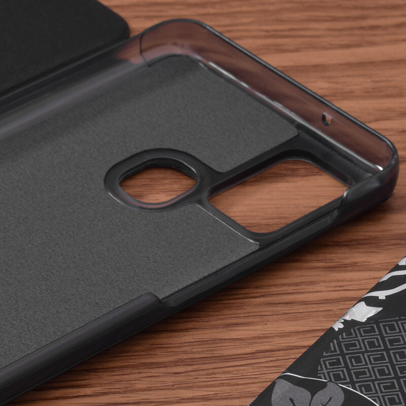Husa Samsung Galaxy A21s Eco Leather View flip tip carte, negru