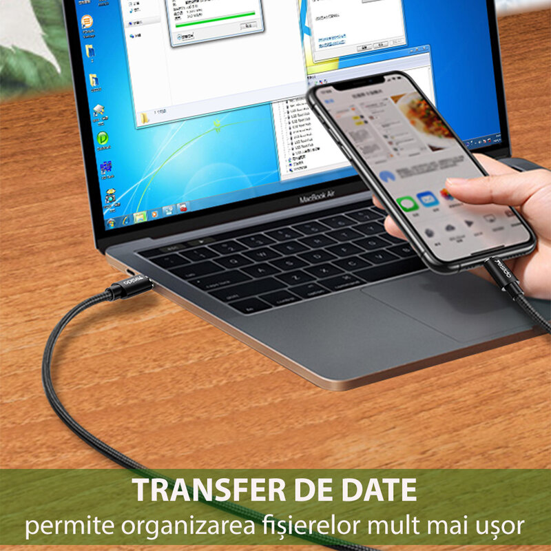 Cablu de date USB la Lightning Yesido CA57, 2.4A, 1.2m, negru
