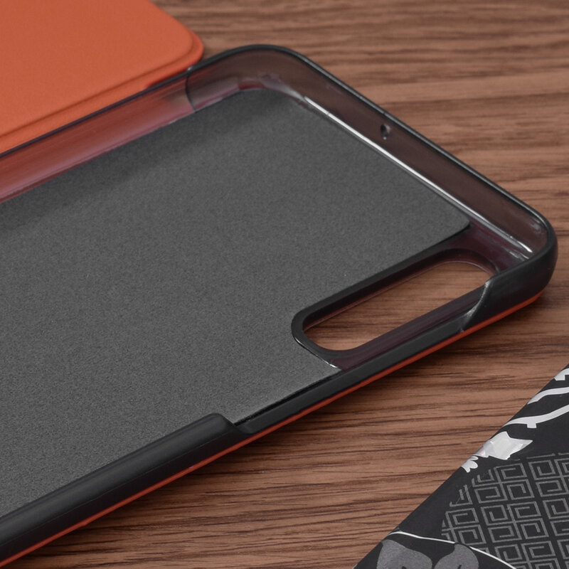 Husa Samsung Galaxy A50 Eco Leather View flip tip carte, portocaliu