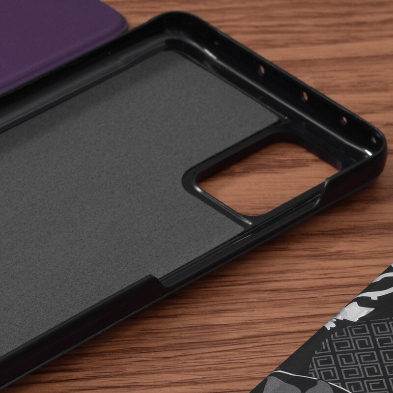 Husa Samsung Galaxy A51 4G Eco Leather View flip tip carte, mov