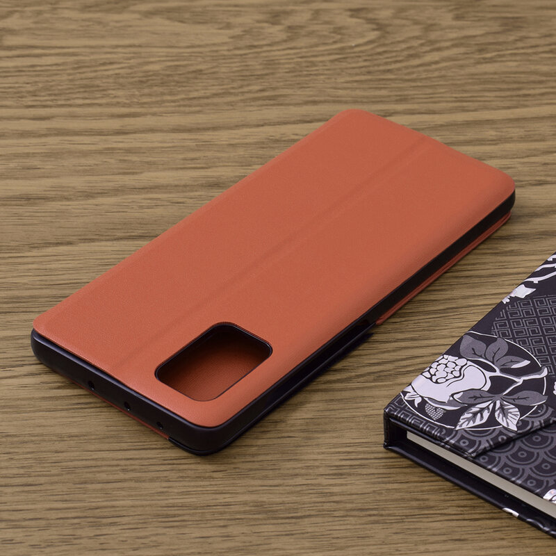 Husa Samsung Galaxy A51 4G Eco Leather View Flip Tip Carte - Portocaliu