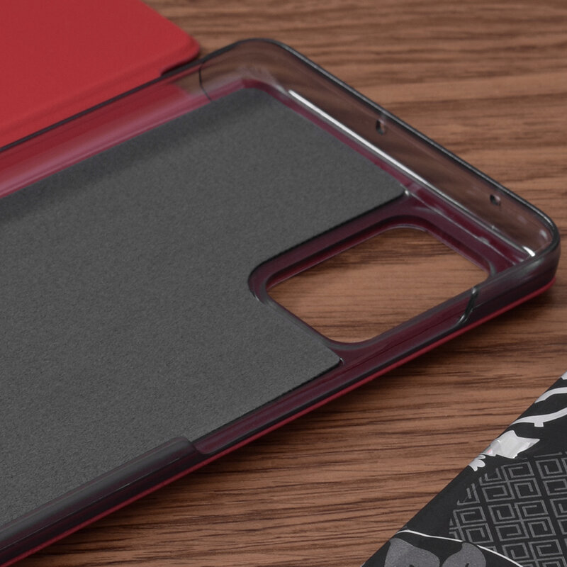 Husa Samsung Galaxy A71 4G Eco Leather View Flip Tip Carte - Rosu