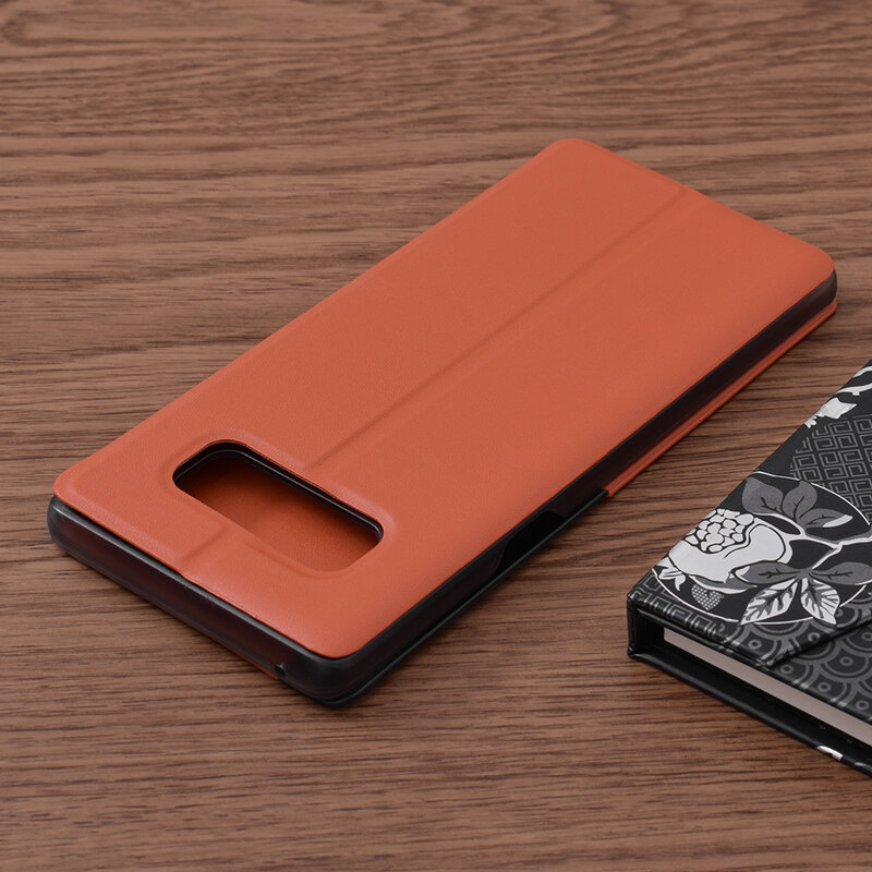 Husa Samsung Galaxy Note 8 Eco Leather View Flip Tip Carte - Portocaliu