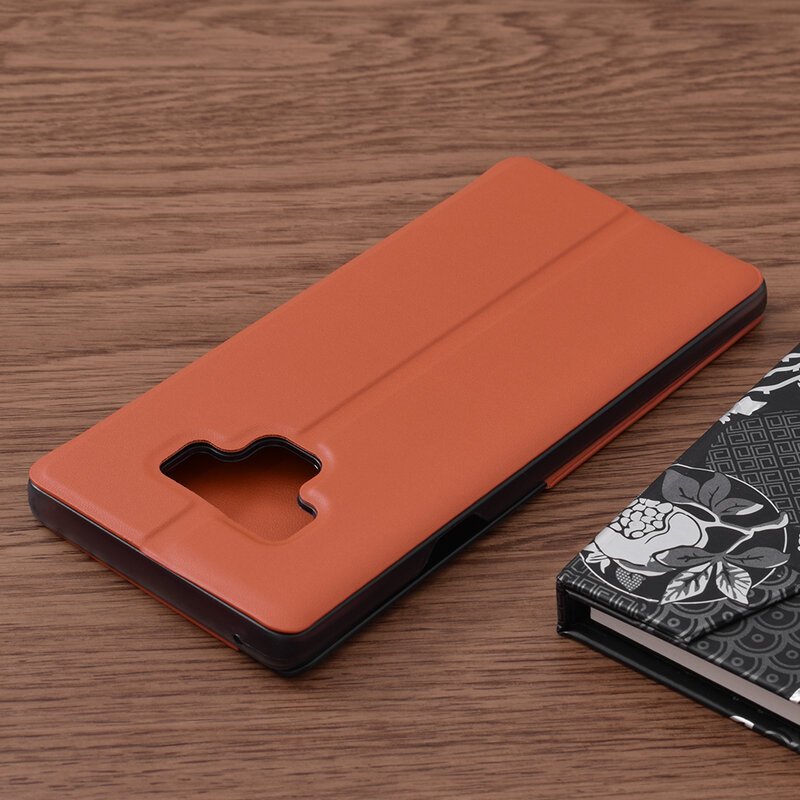 Husa Samsung Galaxy Note 9 Eco Leather View Flip Tip Carte - Portocaliu