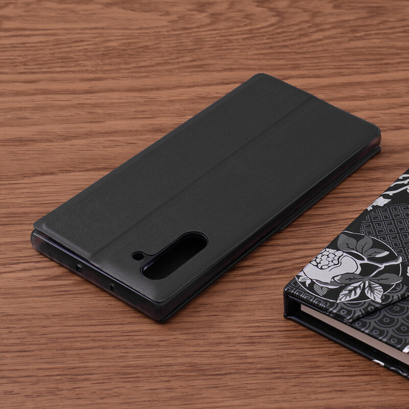 Husa Samsung Galaxy Note 10 Eco Leather View Flip Tip Carte - Negru