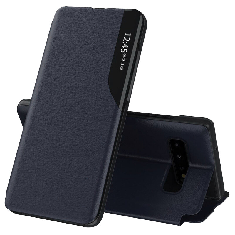Husa Samsung Galaxy S10 Plus Eco Leather View Flip Tip Carte - Albastru