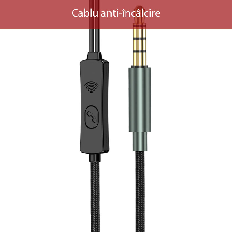 Casti cu fir in-ear Yesido YH32, stereo, microfon, Jack 3.5mm, 1.2m, negru