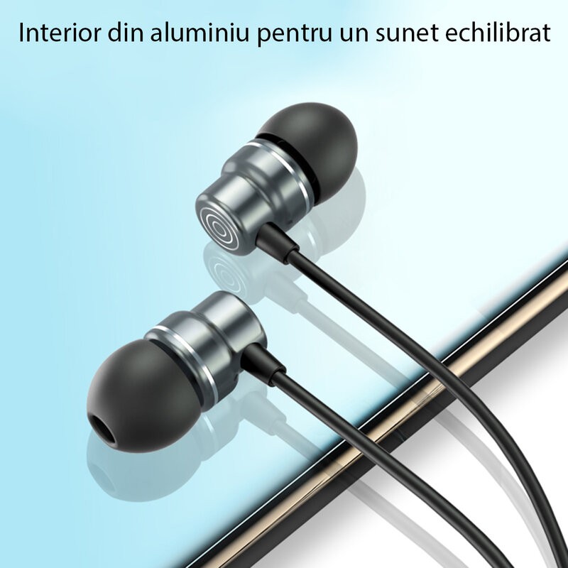 Casti cu fir in-ear Yesido YH32, stereo, microfon, Jack 3.5mm, 1.2m, negru