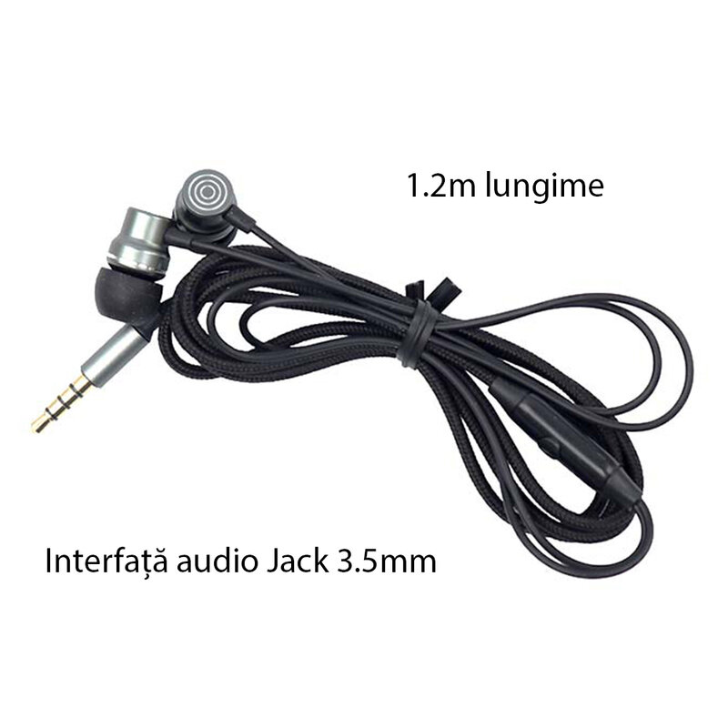 Casti cu fir in-ear Yesido YH32, stereo, microfon, Jack 3.5mm, 1.2m, negru