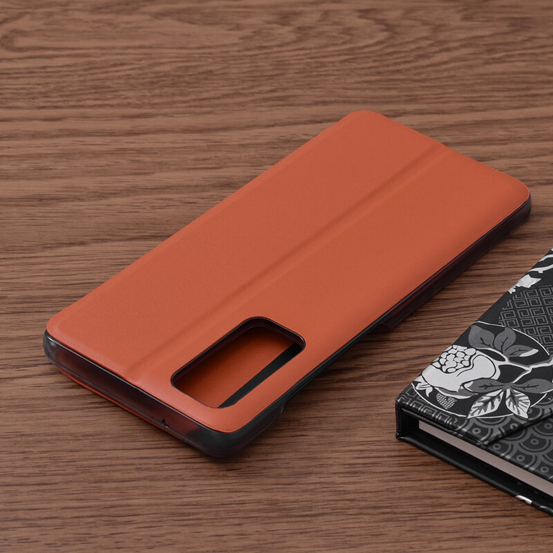 Husa Samsung Galaxy S20 FE Eco Leather View Flip Tip Carte - Portocaliu