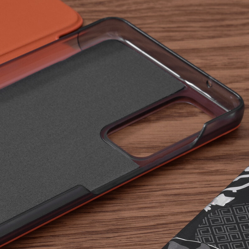 Husa Samsung Galaxy S20 FE Eco Leather View Flip Tip Carte - Portocaliu