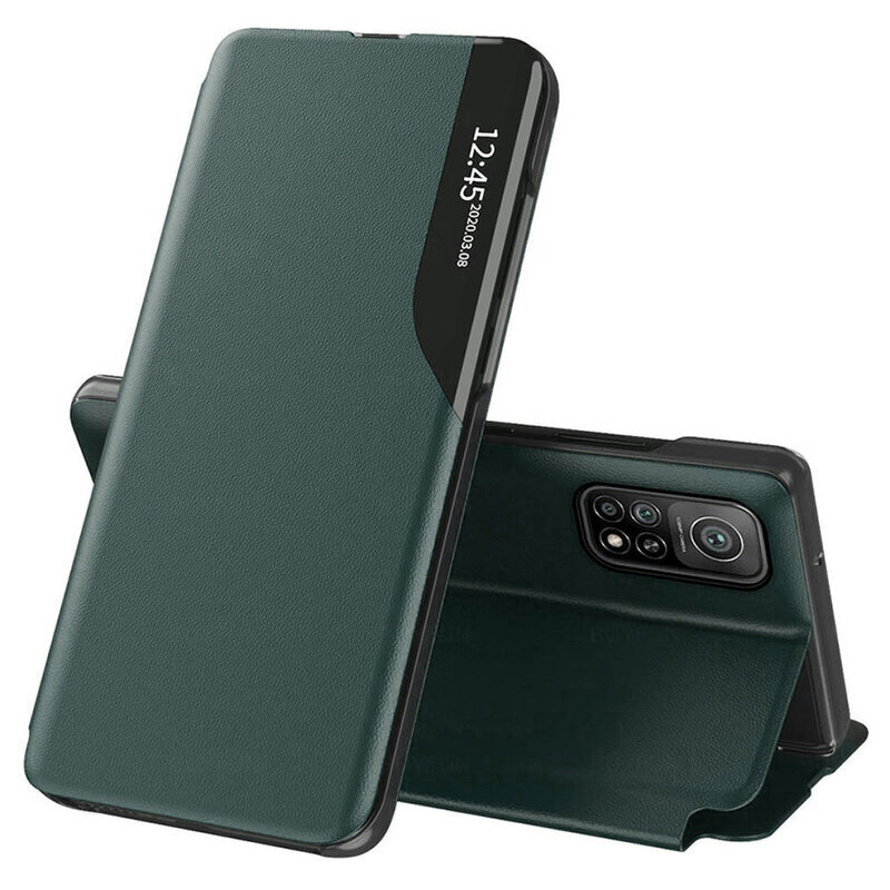 Husa Xiaomi Mi 10T 5G Eco Leather View Flip Tip Carte - Verde