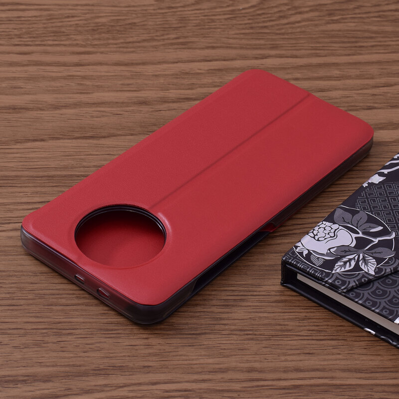 Husa Xiaomi Redmi Note 9T 5G Eco Leather View Flip Tip Carte - Rosu