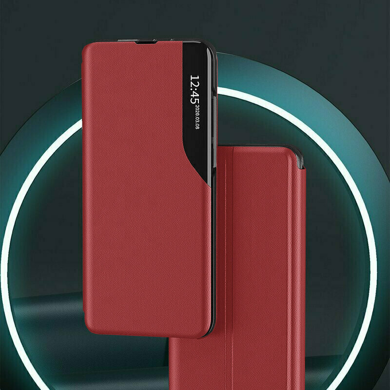 Husa iPhone 12 mini Eco Leather View Flip Tip Carte - Rosu