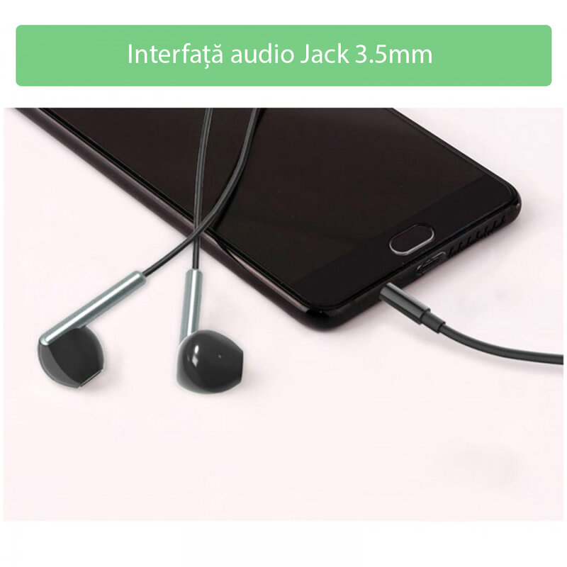 Casti cu fir in-ear Yesido YH23, stereo, microfon, Jack 3.5mm, 1.2m, negru