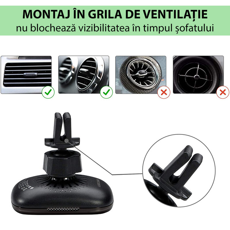 Suport telefon auto Pitaka MagEZ Qi cu incarcare wireless iPhone 12, negru