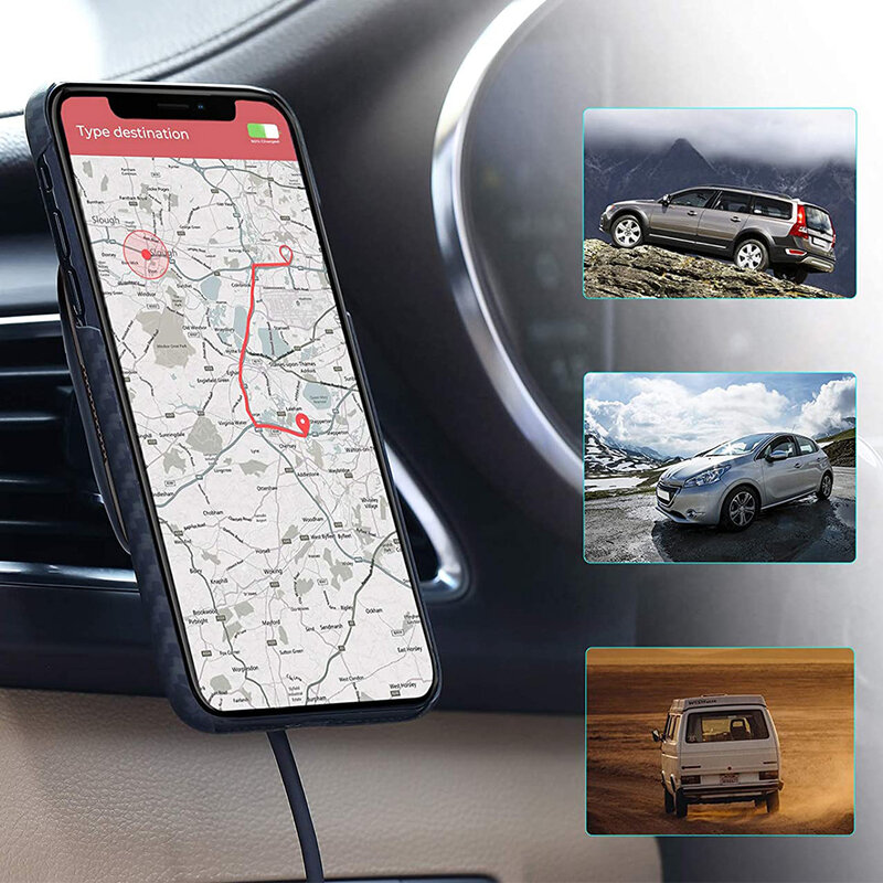 Suport telefon auto Pitaka MagEZ Qi cu incarcare wireless iPhone 12, negru