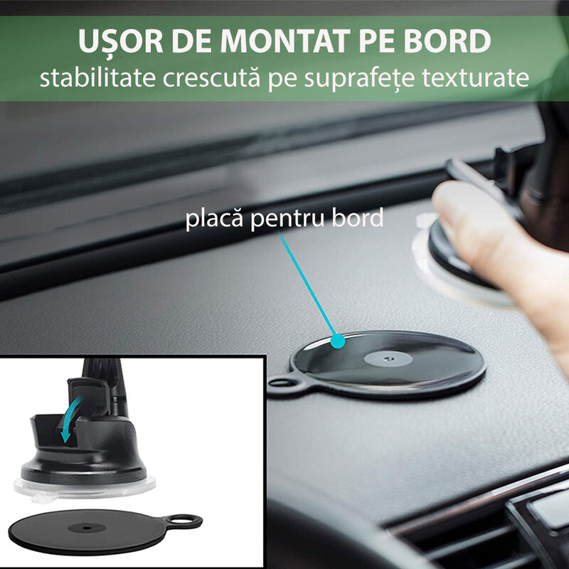 Suport telefon auto Pitaka MagEZ pentru iPhone 12, prindere bord, negru