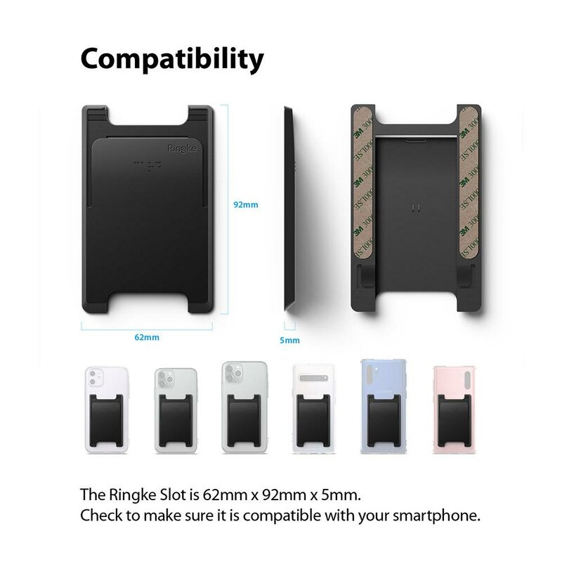 Suport carduri telefon Ringke, universal, cu adeziv 3M, negru