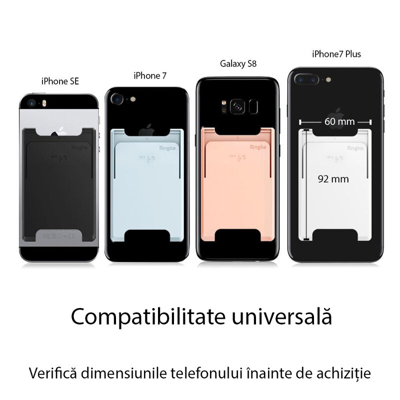 Suport carduri telefon Ringke, universal, cu adeziv 3M, negru
