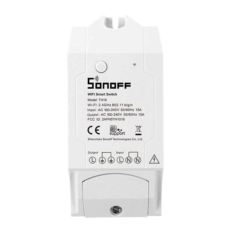 Releu wireless Sonoff TH16 Wi-Fi pentru senzori de temperatura si umiditate, alb