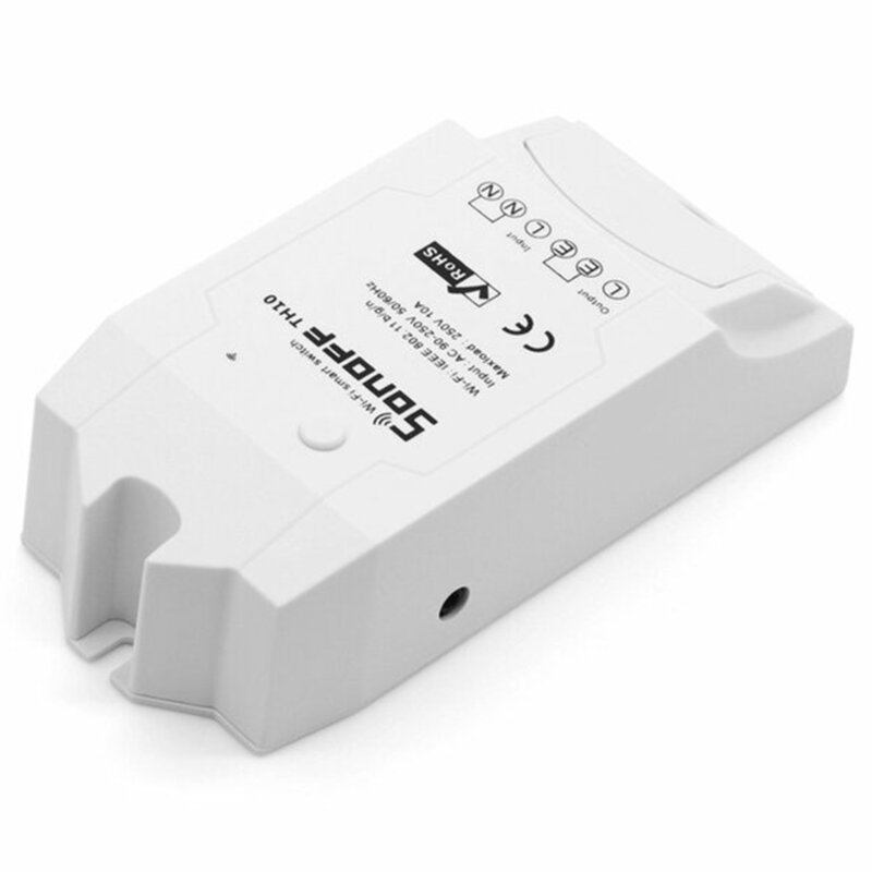 Releu wireless Sonoff TH16 Wi-Fi pentru senzori de temperatura si umiditate, alb